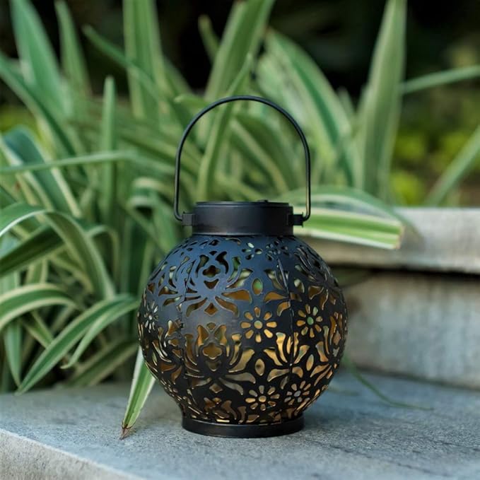 2 Pack Outdoor Solar Hanging Lantern Lights Decorative Christmas Light for Garden Patio Courtyard Lawn and Tabletop. Unique Gifts for Women Gardening.