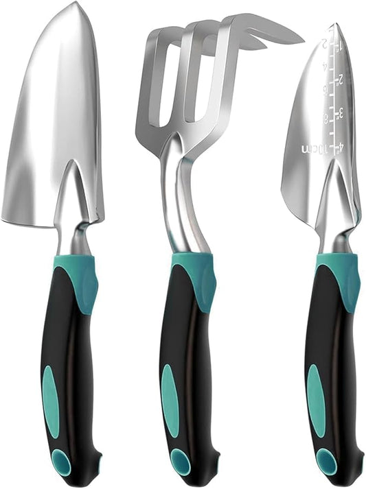 Garden Tool Set, 3-Piece Gardening Planting Tools Kit for Gardener, Heavy Duty Aluminum Garden Kit Gardening Gifts Tools for Men Women, Outdoor Hand Tools, Garden Essentials, Gift for Garden Lover