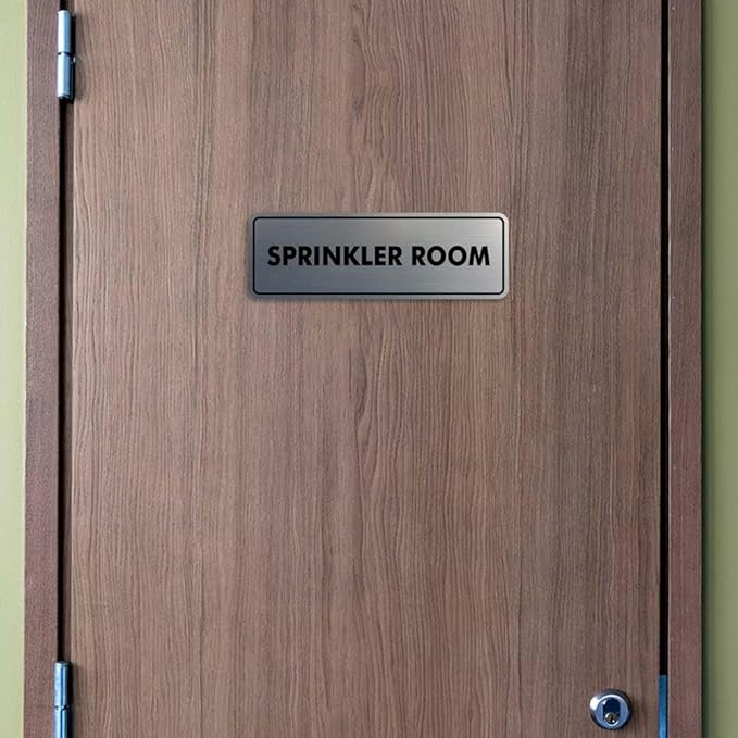 Signs ByLITA Standard Sprinkler Room Sign (Black) - Large 2 Pack