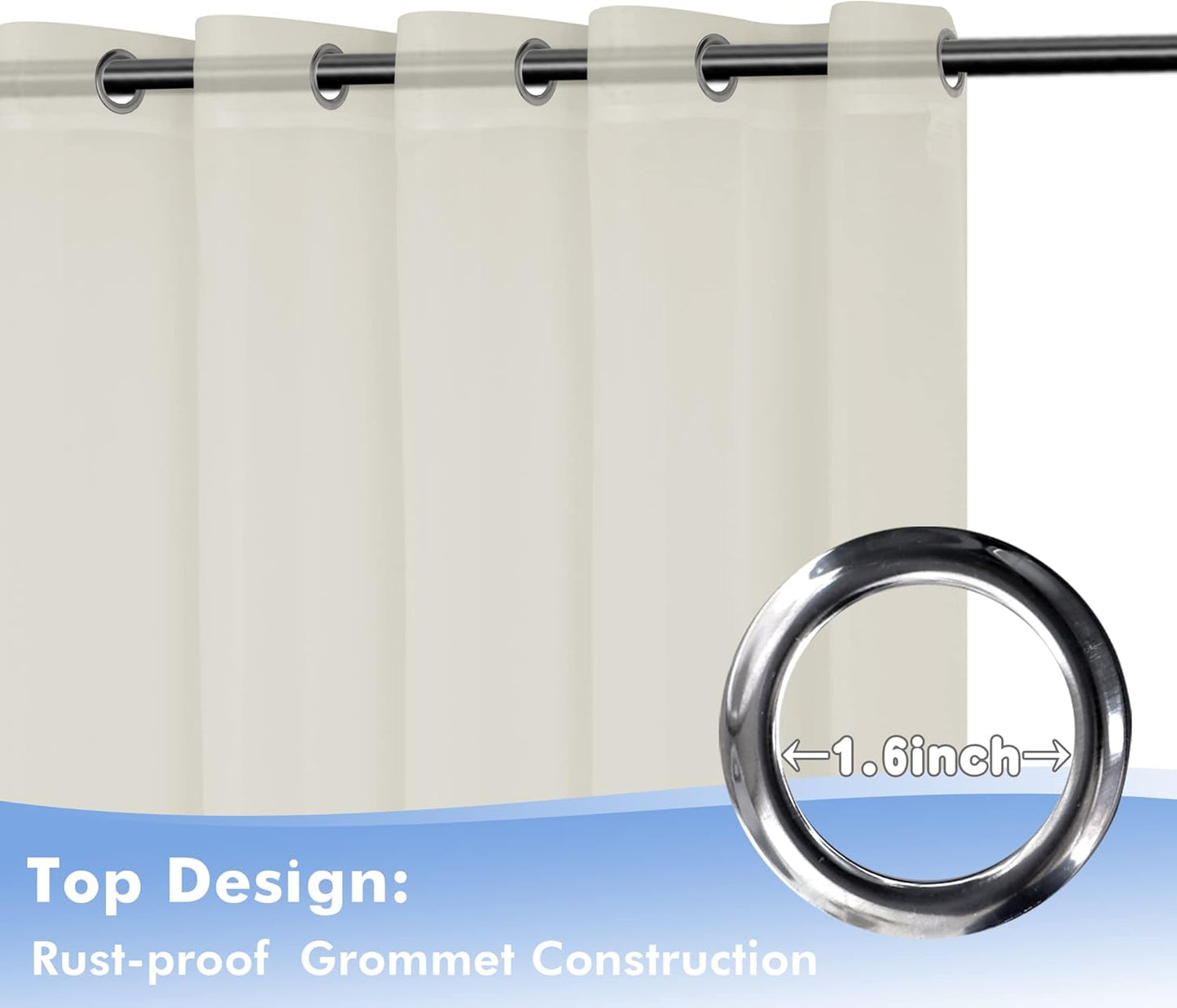 HolidayIdeas Beige Outdoor Sheer Curtains for Patio Waterproof, 4 Panels - 100 x 108 Inch - Extra Wide Voile Outside Curtains Light Filtering Grommet Drapes for Front Porch, Gazebo, Pergola, Backyard