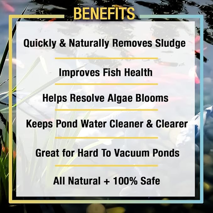 MICROBE-LIFT MLXSAG4 Sludge-Away Pond and Outdoor Water Garden Sludge and Muck Remover, Safe for Live Koi Fish, Plant Life, and Decor, 1 Gallon