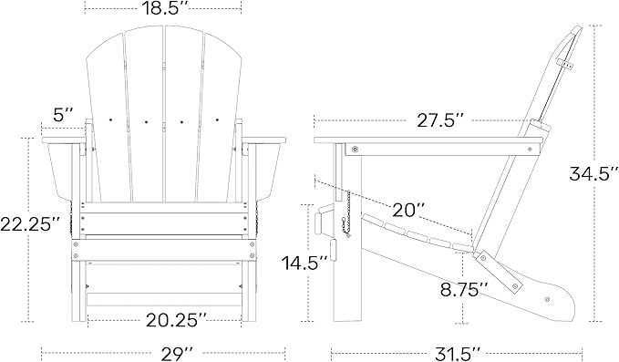 Westin Outdoors Laguna WO Outdoor Adirondack Folding Patio Chairs 8 PCS Set Retro Beach Aesthetic for Backyard, Lawn, Patio, Deck, Garden, Weather Resistant Polyethylene Plastic Lounger (Red)