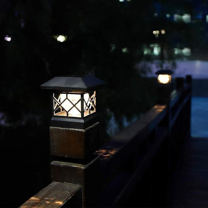TWINSLUXES Solar Post Cap Lights Outdoor - Waterproof LED Fence Post Solar Lights for 3.5x3.5/4x4/5x5 Wood Posts in Patio, Deck or Garden Decoration Warm Light… (8 Pack)