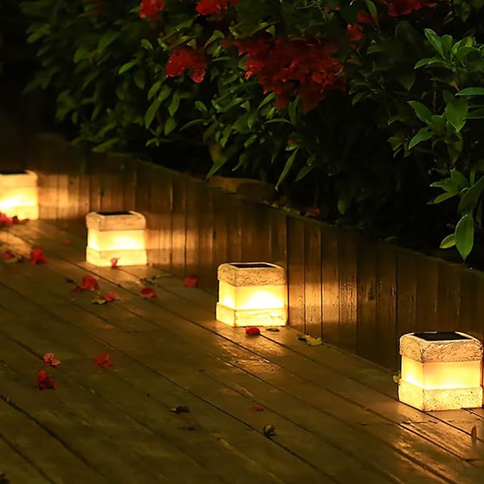 2 Pack Solar Garden Lights, Fake Rock Lights for Outdoor Pathway Yard, Solar Waterproof Decorative Rocks Lantern for Landscape Decor Gery