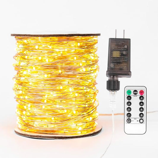 Fairy Lights Plug in,66FT 400 LEDs Waterproof String Lights,Twinkle Light with Remote for Outdoor Indoor Christmas Wedding Birthday Garden Party Decorations,2 Inch Space,Warm White