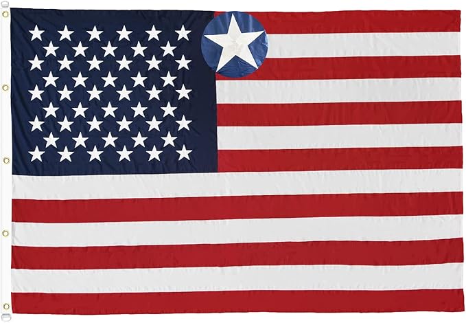 Homissor American Flag 10x15 for Outside US Flags Outdoor Heavy Duty United State USA Flag Embroidered Stars for All Weather High Wind Sewn Stripes With Brass Grommets