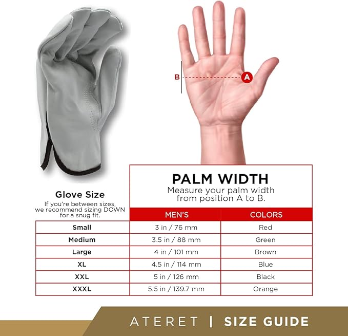 ATERET 12 Pairs XX-Large Heavy Duty Durable Cowhide Leather Work Gloves I Driver Gloves for Truck Driving, Warehouse, Gardening, Farming