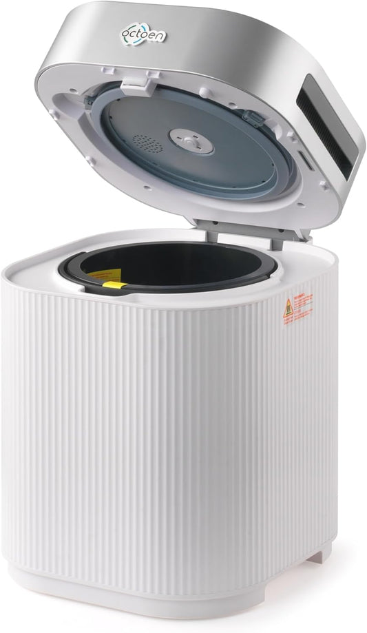 3L Electric Kitchen Composter w/ 2 Free Filters, 3 Modes w/Auto Cleaning UV-C Light Sanitizer, Rapid Conversion Within 2-8 Hours. Indoor/Outdoor, Turn Food Waste to Fertilizer for Garden, by OCTOEN