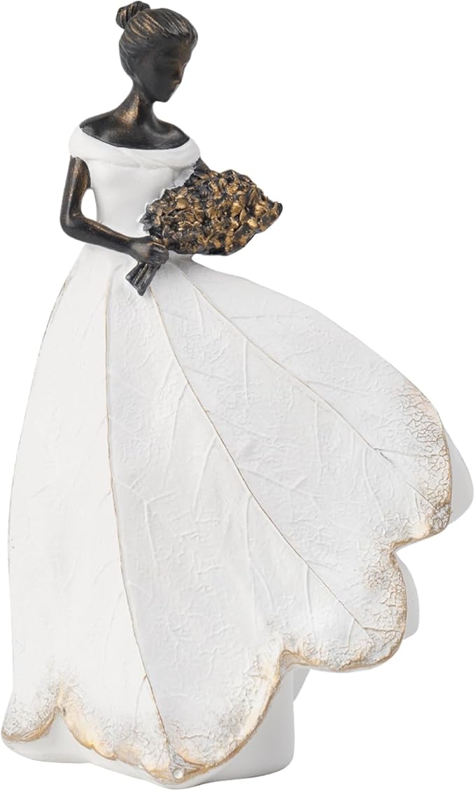 Guichifun Fairy Statue Collection Home Decoration - White Leaf Angel Girls Resin Home Decor for Outside or Inside Rustic Garden Outdoor Yard Decorations Figurines Gift 7.5 x 4.5 x 11.5 Inch