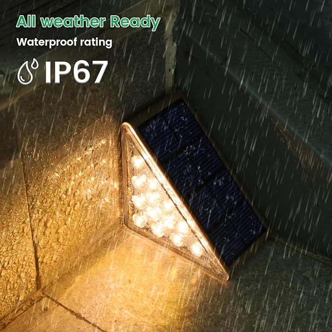 Solar Step Lights for Outside,12pack Solar Stair Lights Outdoor Waterproof IP67,Outdoor Deck Step Lights,Solar Outdoor Lights for Staircase,Patio,Front Step(Warm Brown)
