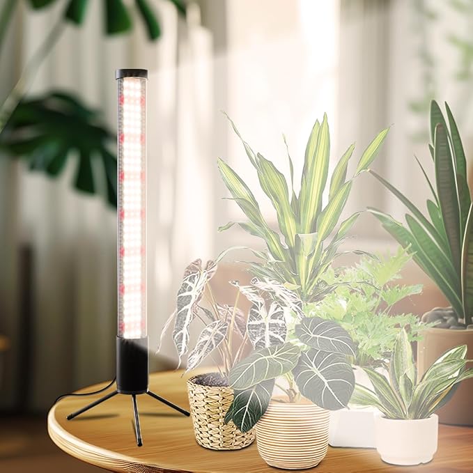 T10 Vertical Grow Light, 6000K Full Spectrum Desktop Plant Light 18.9",Hung or Stood, with 3 Modes & 5 Dimming Levels, Suitable Small & Medium Plants Indoors, Auto On Off Timing 4/8/12/18Hrs (1)