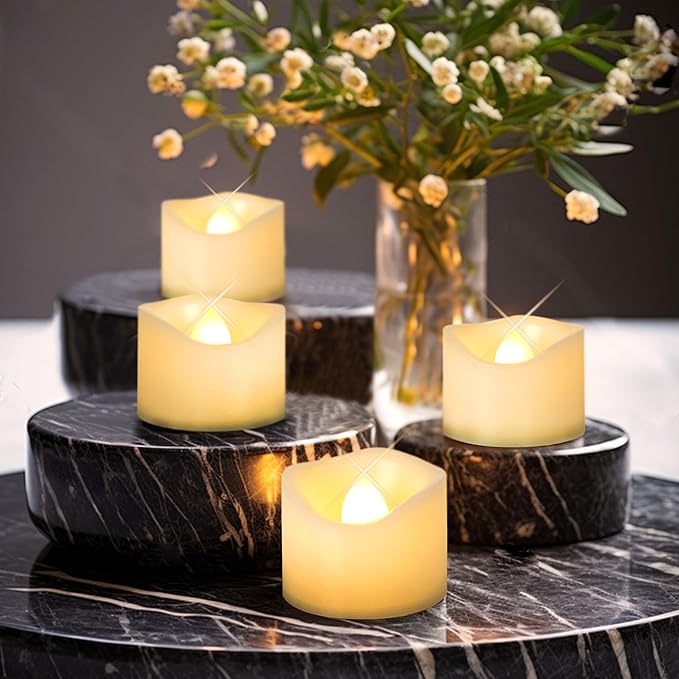 CANDLE CHOICE Battery Operated Flameless Tea Lights Bright Flickering LED Tealight Votive Candles for Wedding Party Table Centerpieces Halloween Christmas Decorations Batteries Incl Warm White 36 Pack