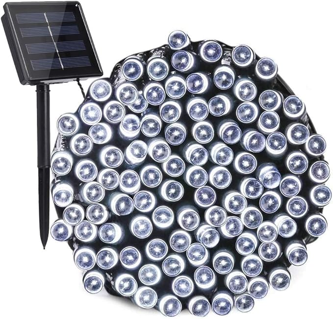 Toodour Solar Christmas Lights, 72ft 200 LED 8 Modes Outdoor Christmas String Lights, Waterproof Solar Fairy Lights for Christmas Tree, Fence, Holiday, Party, Balcony, Christmas Decor - White