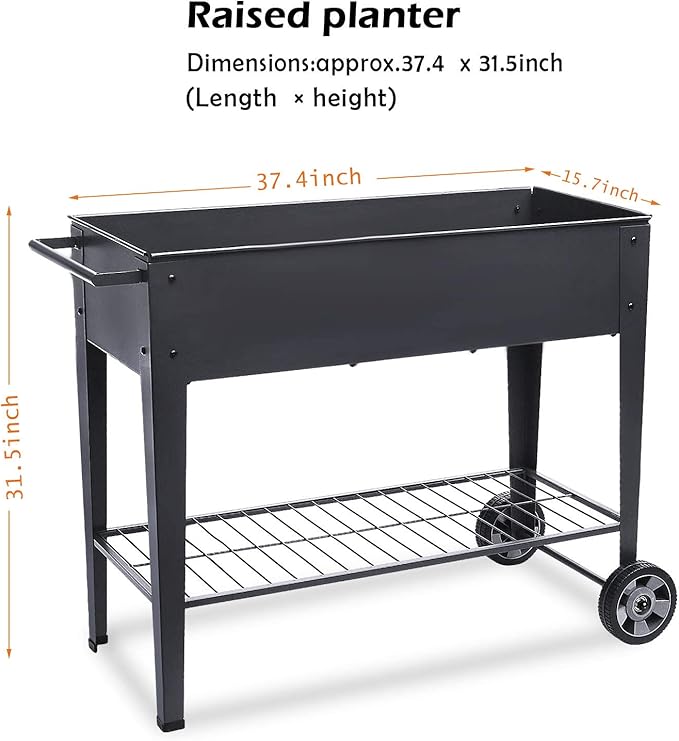 Raised Planter Box with Legs Outdoor Elevated Garden Bed On Wheels for Vegetables Flower Herb Patio