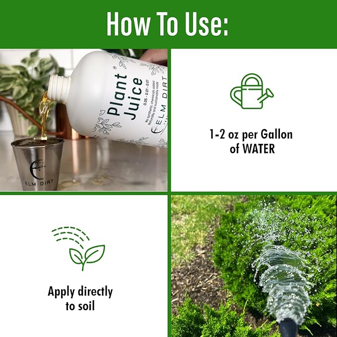 Elm Dirt Plant Juice Organic Fertilizer for All Purpose Plants - Plant Food Indoor House Plants | Liquid Plant Food Outdoor & Indoor Plant Fertilizer for Vegetables, Succulents & Hydroponic 2.5Gallon