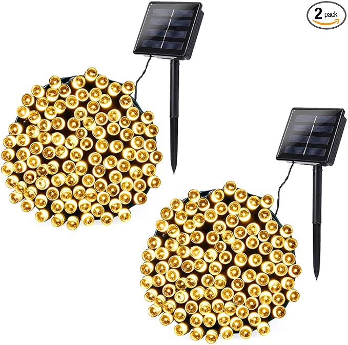 Joomer Solar Christmas Lights, 2 Pack Total 144 FT 400 LED 8 Modes Waterproof Solar Christmas Lights Outdoor for Christmas Decorations (Warm White)