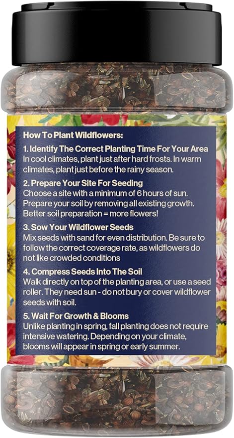 Wildflower Seed s – Perennial Flower Seeds Mix to Plant Anywhere, by Geva Grow | 12-Type Beautiful Perennial Wildflower Seeds Bulk 90,000+ Seeds, 2 Ounce, No Messy Packets
