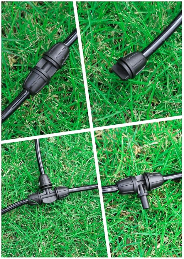 20-Pack Quick-Connect Locking 1/4" Drip Irrigation Tee Coupling Connectors, Upgraded 3-Way Tee Fittings for 1/4 Inch Irrigation Tubing, Drip Kit (Tee - 20 Pack)