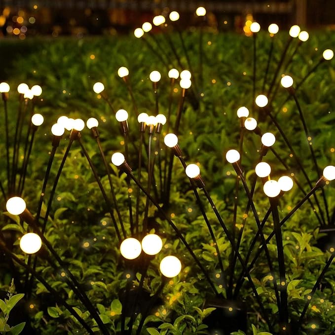 Solar Garden Lights,Solar Lights Outdoor Waterproof,Outdoor Decor 2 Pack 20 LED Lights,Outdoor Solar Lights for Yard Patio Garden Decor, Solar Lights for Outside Garden(Warm White) (2 pack-20 Leds)