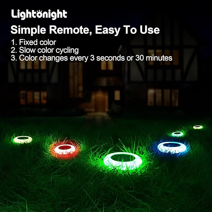 Colorful Solar Colorful Solar Lights Outdoor, Color Changing Solar Lights with Remote, Colorize Pathway Lights Solar Garden Lights for Landscape Walkway Patio Yard Pool