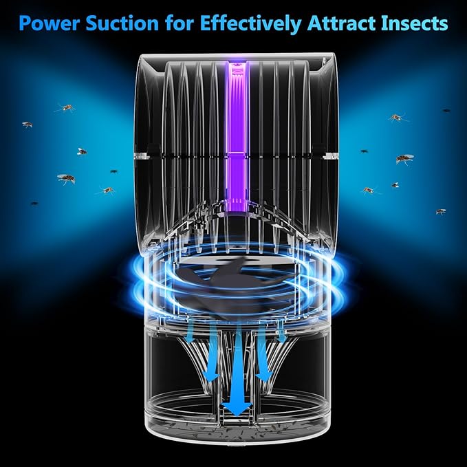Fruit Fly Trap for Indoors, Fly Traps Indoor for Home Gnat Traps House Indoor, Bugs Trap with Time Setting, 10 Sticky Glue Boards Black