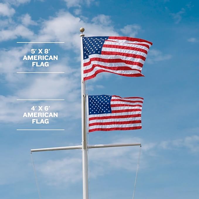 American Flag | American-Sourced Nylon Fabric, Embroidered Stars, Hand-Stitched | Proudly Made in USA (3' x 5')
