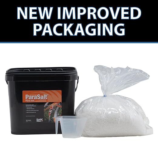 CrystalClear ParaSalt Outdoor Pond & Water Garden Rock Salt Crystals, Anti Fish Parasite, Beneficial Stress Reducing & Slime Coat Treatment, Natural Aquatic Additive, Koi, Plants & Pet Safe, 10 lbs