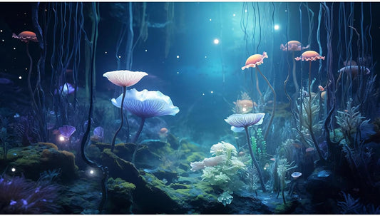 Aquarium Background Surreal Underwater Garden Fish Tank Background Lush Moss Aquatic Plants Tropical Style Landscape Terrarium Tank Backgrounds Under Sea World Aquarium Tank Wallpaper Poster 24x12in