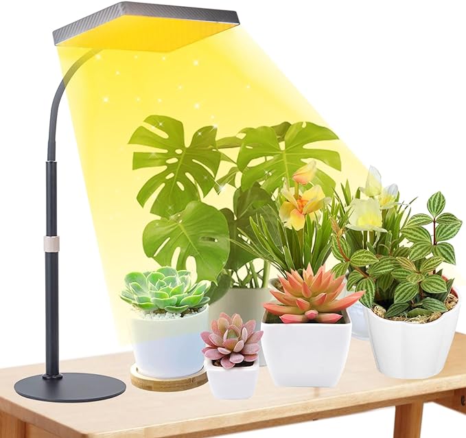 FECiDA Desk Grow Lights for Indoor Plants, Table Top Grow Light UV-IR Full Spectrum, 2000 Lumen LED Bonsai Houseplant Growing Lamp with On/Off Switch, 16"-24" Height Adjustable