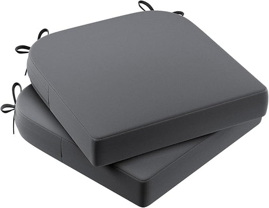 AAAAAcessories Outdoor Seat Cushions for Chairs, Waterproof, Fade-Resistant Patio Furniture Replacement Cushions, 17" x 16" x 2", Set of 2, Dark Gray