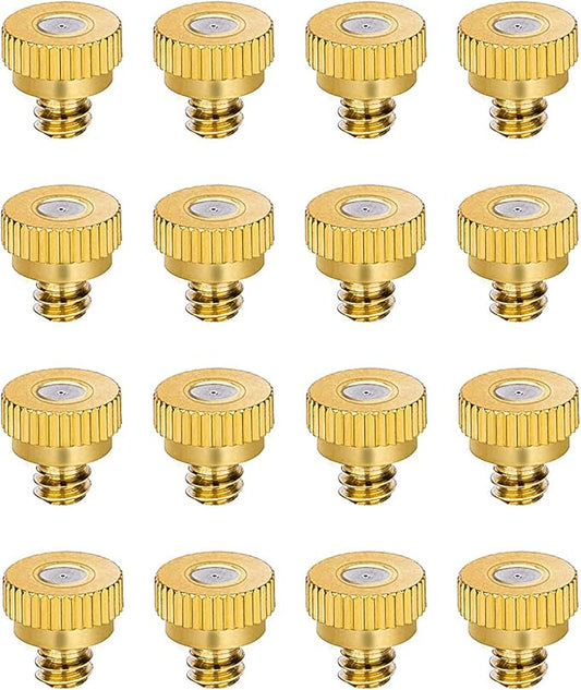 Aopin G 3/16 Brass Misting Nozzles 0.2mm / 0.008" Orifice Atomizing Mister Sprayer Nozzle Suitable For Outdoor Cooling,Garden Irrigation,Fountain, Crop Nutrient Injection, Greenhouse 16 Pcs