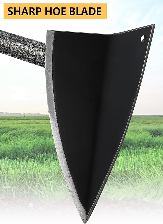 Hoe Garden Tool, Triangle Hoe Gardening Weeding Tool, 60" Long Handle Heavy Duty Manual Weeder Gardening Hand Tools for Weeding, Digging, Loosening Soil