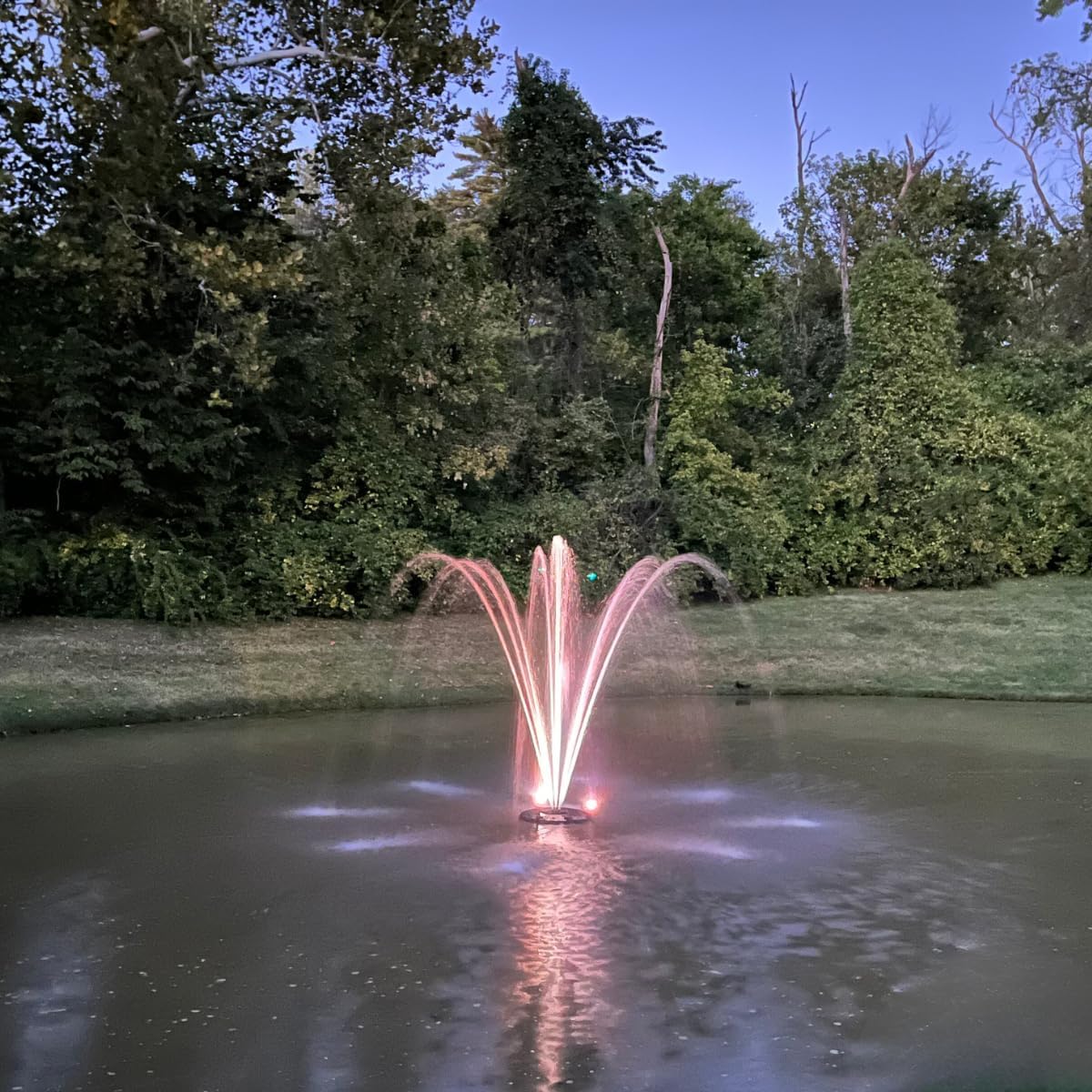 HALF OFF PONDS Floating Fountain – 1.5 HP Pond Aerator, 200' Cord – 12,500 GPH Water Pump – 11 Spray Patterns - Energy-Efficient - Color-Changing LED Lights, Large Ponds, Lakes & Water Gardens