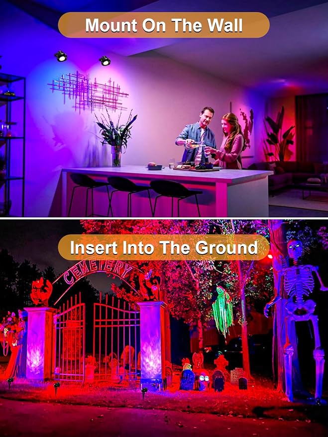 ZUCKEO 15W Christmas Outdoor Spot Lights RGB Color Changing Landscape Lights, 120V Waterproof LED Spotlight with Remote & Plug for Yard Garden Path House Halloween Decorations (1Pack)