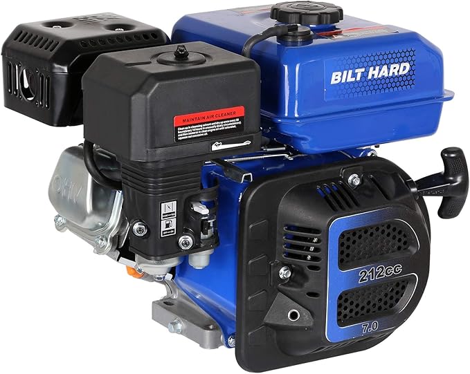 BILT HARD 7HP Gas Engine Horizontal Shaft, 212cc 4 Stroke OHV Industrial Grade Replacement Gas Motor, Shaft 3/4" (19mm) Diameter, 2-3/8" Long, 3/16" Keyway