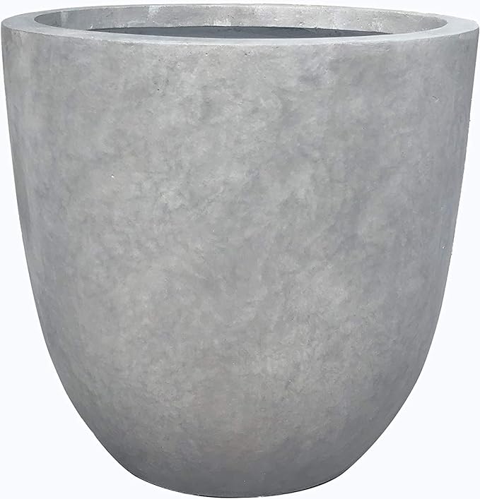 Kante 14 Inch Dia Round Concrete Planter, Indoor Outdoor Large Plant Pot with Drainage Hole and Rubber Plug for Home Patio Garden, Natural Concrete