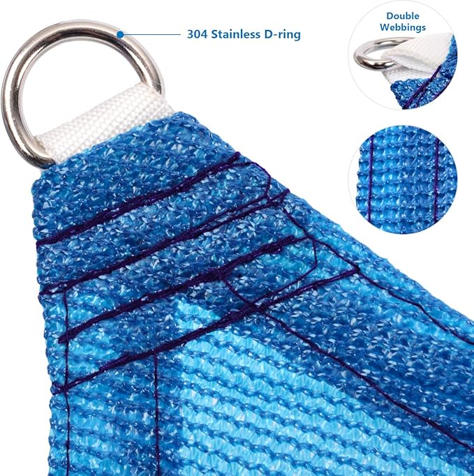 Eden's Decor Straight Flat-Edged Sun Shade Sail Rectangular 15' x 21' Blue UV-Blocking Outdoor Canopy Fabric Cloth Awning for Pergola Patio Garden Backyard Custom Size