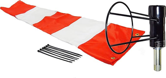 8" X 36" Orange and White Windsock with 8" Ball Bearing Frame USA Made