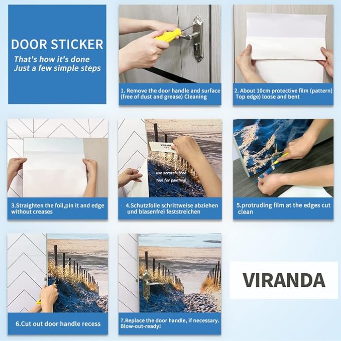 Door Wallpaper Self-Adhesive Door Poster 3D Door Picture Giraffe Door Film Photo Wallpaper Premium PVC Waterproof Door Sticker Wall Sticker for Bedroom Living Room Door Decoration Stickers 95 x 215 cm