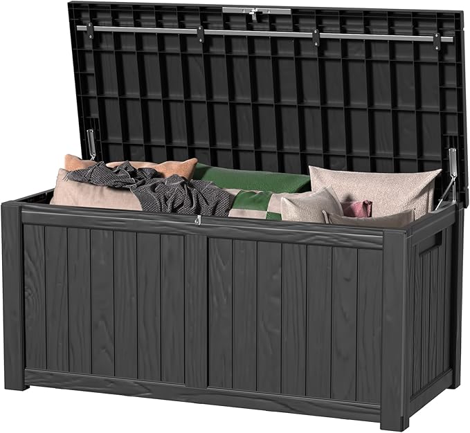 120 Gallon Outdoor Storage Box – Waterproof Deck Box for Patio & Garden,Black