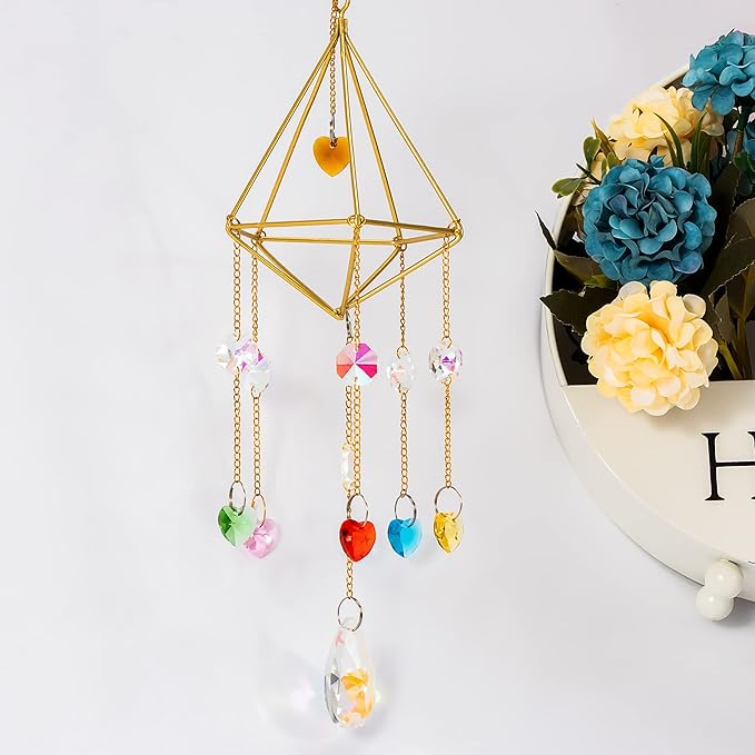 100 Pcs Glass Octagon Crystal Beads 14mm Colorful Crystal Chandelier Parts Replacement Beads DIY Lamp Hanging Pendant Suncatcher Beads
