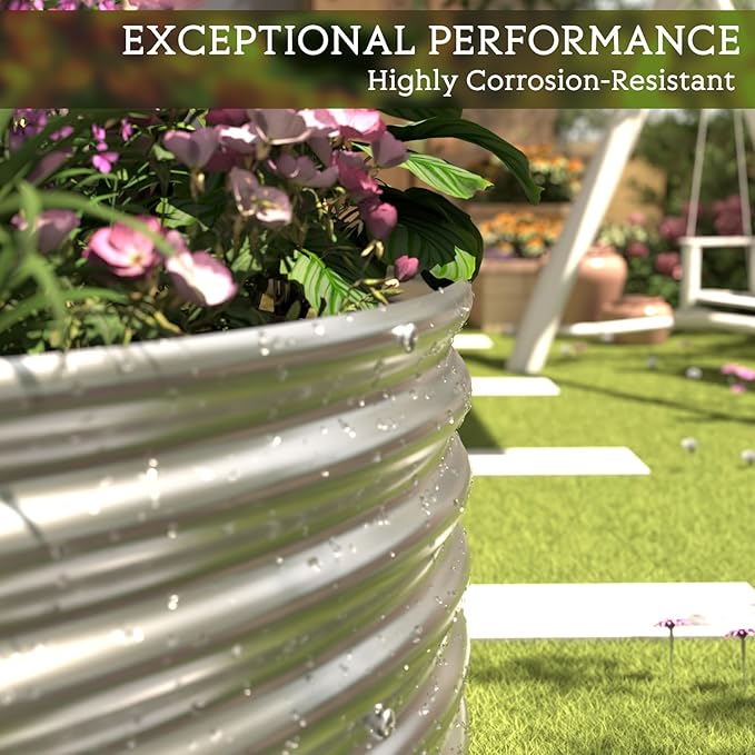 3 Pack 8x4FT Oval Galvanized Raised Garden Bed Outdoor,Metal Garden Bed for Vegetables,Above Ground Garden Box for Flower,Steel Raised Beds for Gardening
