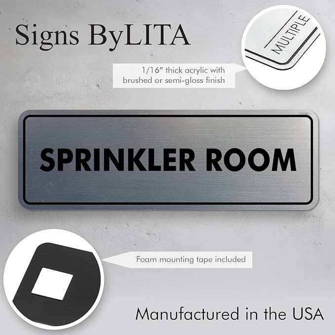 Signs ByLITA Standard Sprinkler Room Sign (Red) - Small