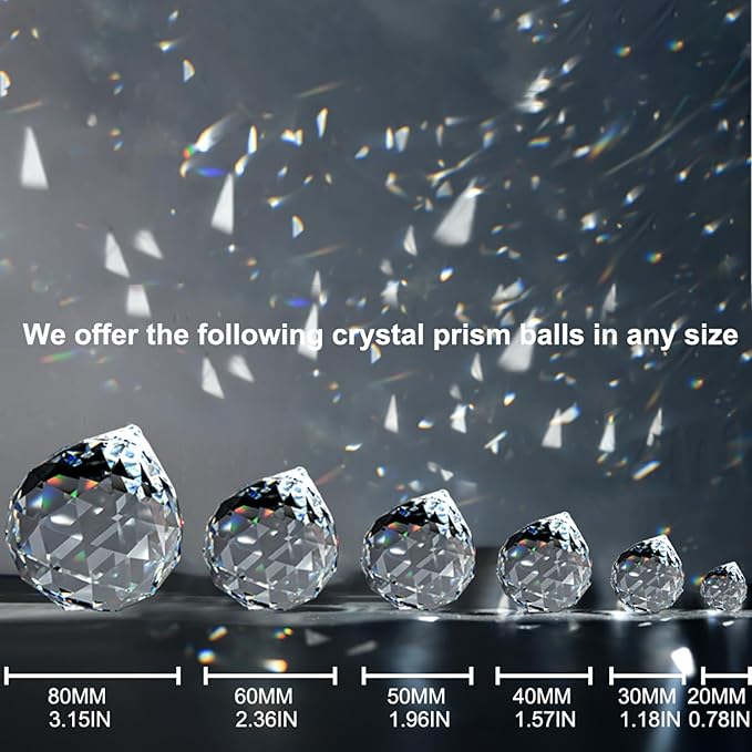 Merrynine 30mm/1.18" 20pcs Crystal Prism Suncatcher for Windows Hanging, Clear Glass Crystal Sun Catcher Beads for Pendants Maker, Crystal Balls for Indoor Window, Feng Shui, Women Girl Gifts
