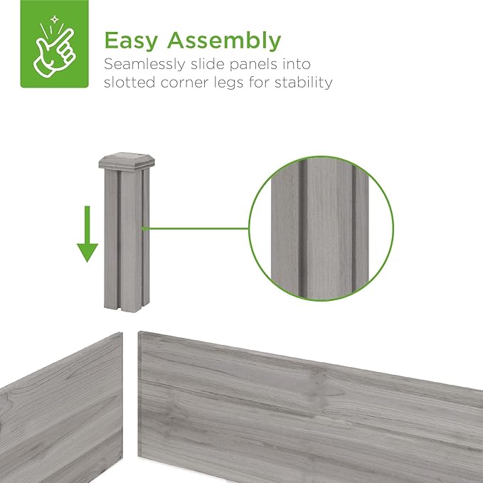 Best Choice Products 8x2ft Outdoor Wooden Raised Garden Bed Planter for Vegetables, Grass, Lawn, Yard - Gray