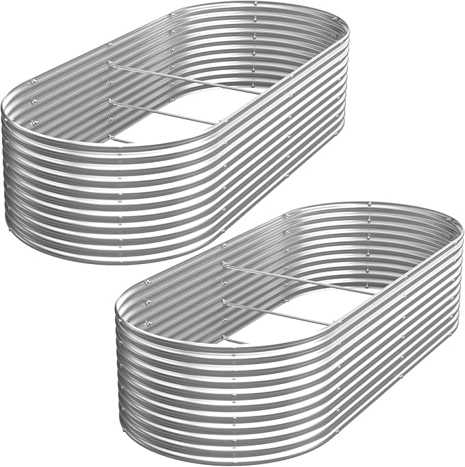 2 Pack Tall 8x4ft Galvanized Raised Garden Bed Outdoor,Metal Garden Bed for Vegetables,Steel Raised Beds for Gardening,Above Ground Garden Box for Flower