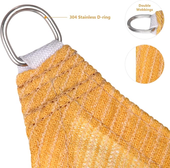 Eden's Decor Straight Flat-Edged Sun Shade Sail Rectangular 16' x 20' Wheat UV-Blocking Outdoor Canopy Fabric Cloth Awning for Pergola Patio Garden Backyard Custom Size