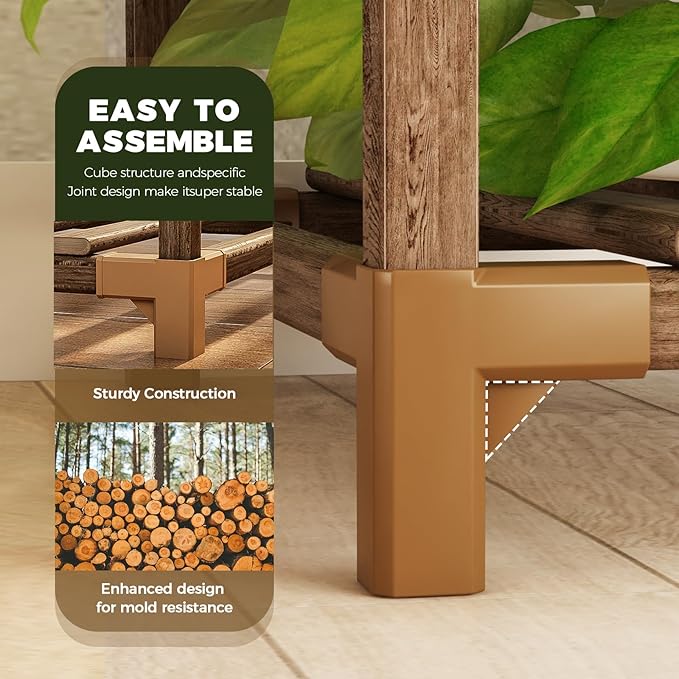 Bamworld 2 Sets of Package Corner Plant Stands Indoor Tall Plant Shelves Outdoor for Multiple Plants 10 Pots Wooden Plant Rack for Living Room Balcony Garden