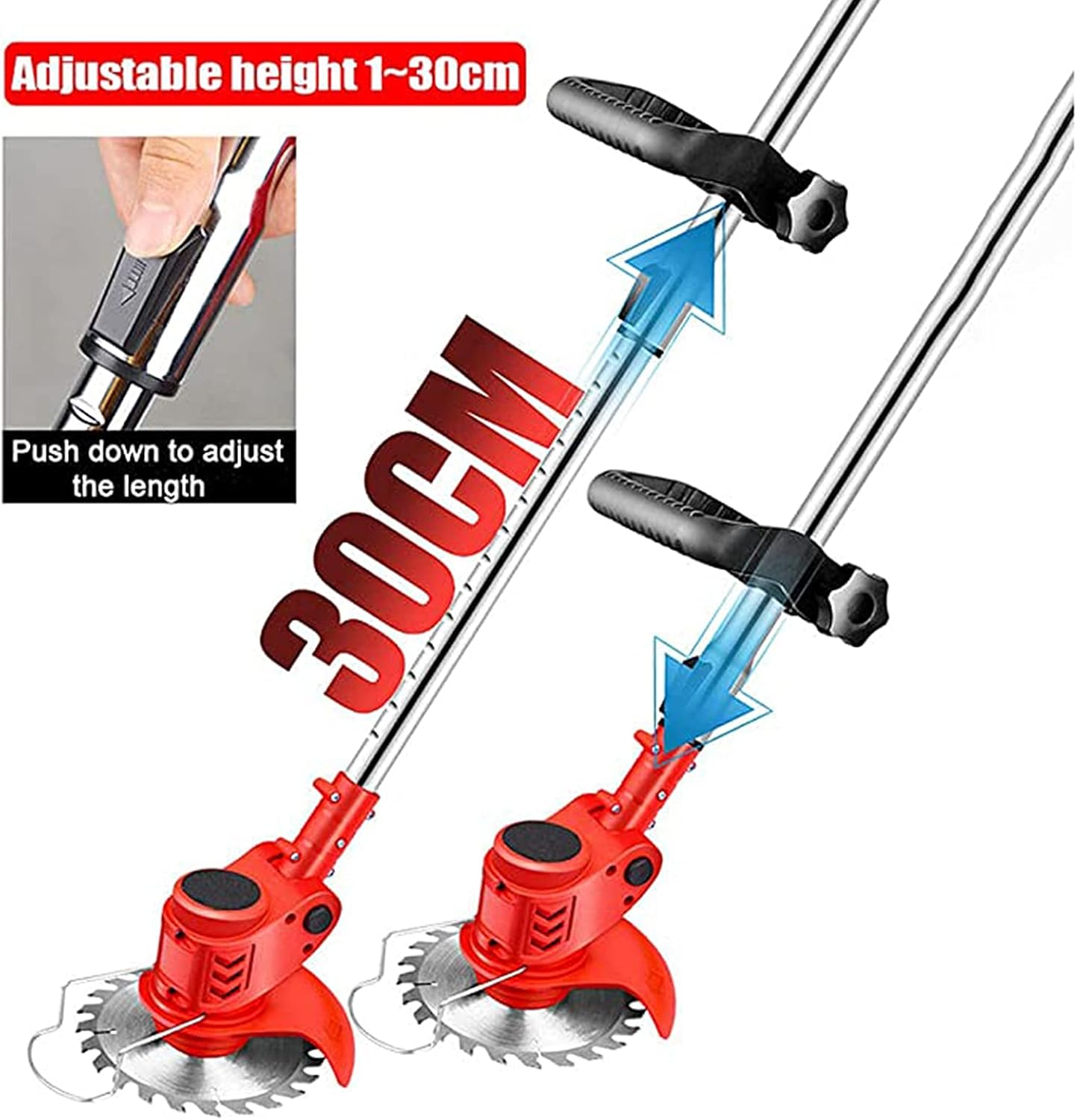 Weed Wacker Electric Cordless Grass Trimmer,with 3Types Blades,Included 2Pcs 24v 4Ah Batteries Electric Stringless Weed Trimmer Lightweight 2.6lb， for Yard and Garden