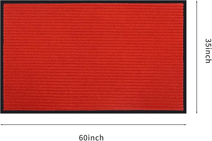 fani Heavy Duty Large Outdoor Indoor Entrance Black Doormat Waterproof Low Profile Entrance Rug Front Door Mat Patio Anti-Skid Rubber Back, 35x60 inch (China Red)
